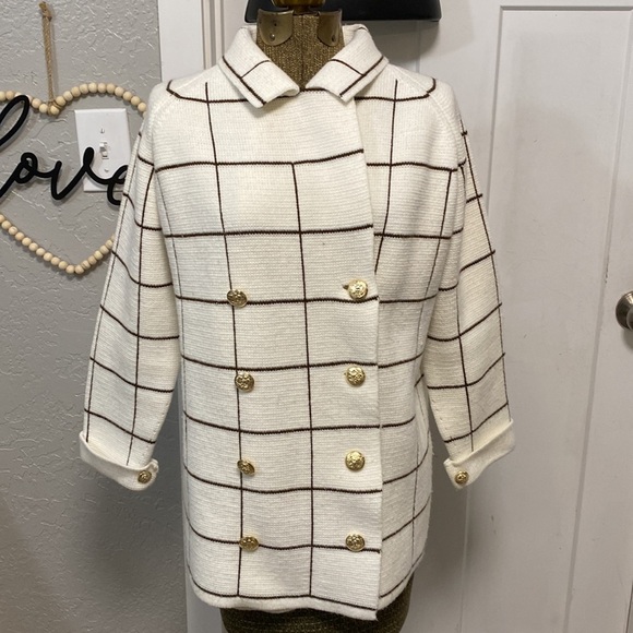 LILLY OF CALIFORNIA VINTAGE CREAM SWEATER JACKET  LARGE - Picture 2 of 16